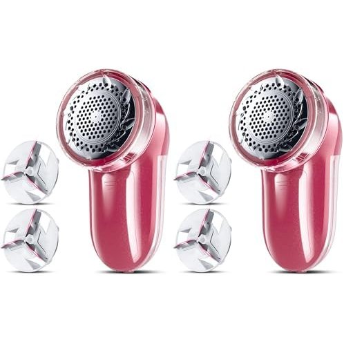Bymore Compact 2-in-1 Fabric Shaver, Bright Red, 2-Pack